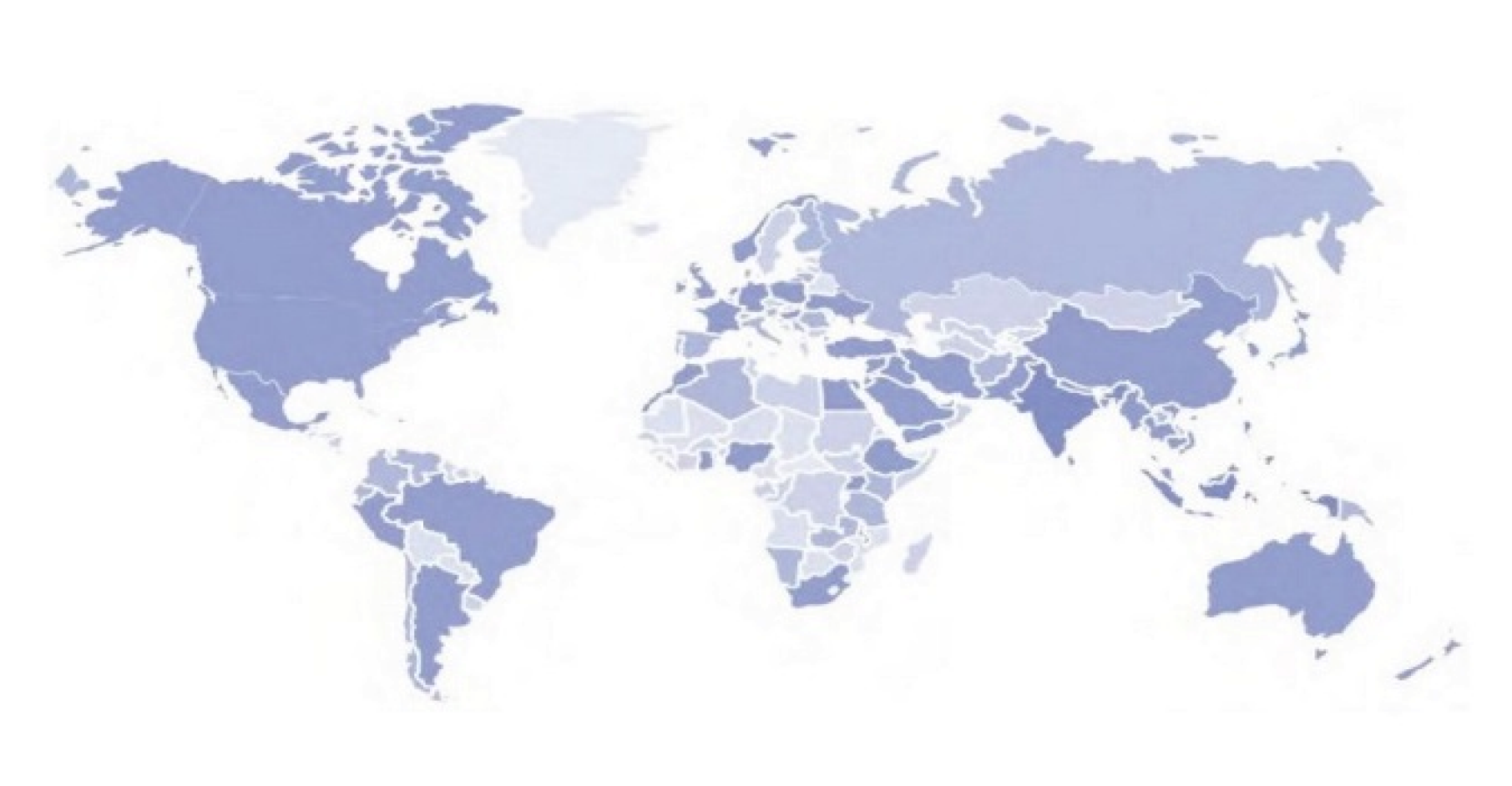 World map shaded by visitor concentration, based on IP location